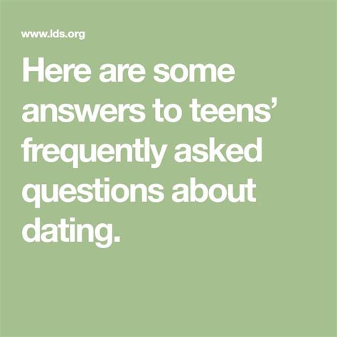 dating faqs lds